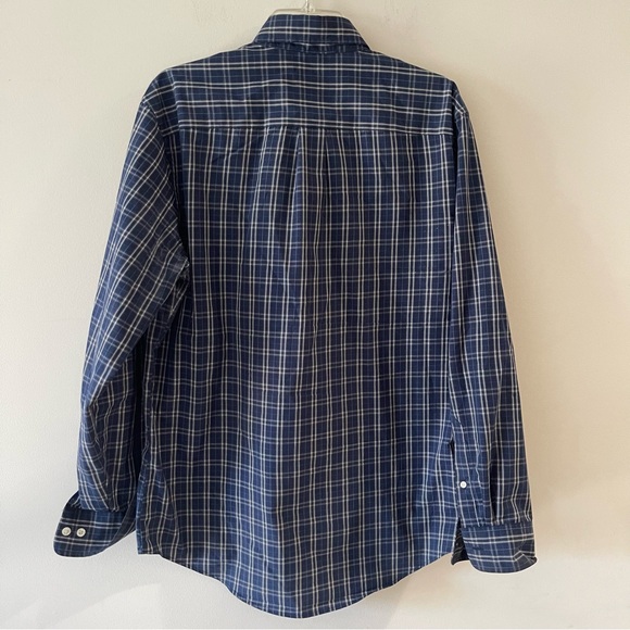Izod Mens Blue Button-down Long Sleeve Plaid Collard Shirt - Picture 3 of 3
